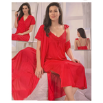 Load image into Gallery viewer, Red / L (8-14) Luxury Satin Long Nightie with Robe The Orange Tags

