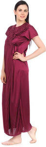 Wine / One Size Olivia Satin Nightdress & Dressing Gown Set The Orange Tags