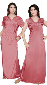 Load image into Gallery viewer, Rosewood / One Size: Regular (8-14) Women Long Nighty with Robe The Orange Tags
