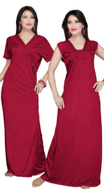 Load image into Gallery viewer, Cerise / One Size: Regular (8-14) Women Long Nighty with Robe The Orange Tags
