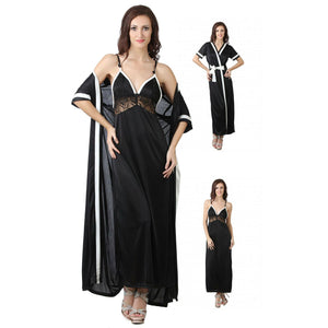 Black / One Size Women Nighty with Robe The Orange Tags