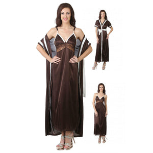 Chocolate / One Size Women Nighty with Robe The Orange Tags