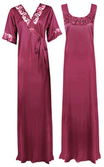 Afbeelding in Gallery-weergave laden, Pink / XL Women Plus Size 2 Pc Satin Nightdress The Orange Tags
