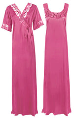 Load image into Gallery viewer, Rose / XL Women Plus Size 2 Pc Satin Nightdress The Orange Tags

