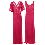 Load image into Gallery viewer, Rose Pink / XXL Women Plus Size 2 Pc Satin Nightdress The Orange Tags
