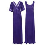Afbeelding in Gallery-weergave laden, Light Purple / XXL Women Plus Size 2 Pc Satin Nightdress The Orange Tags

