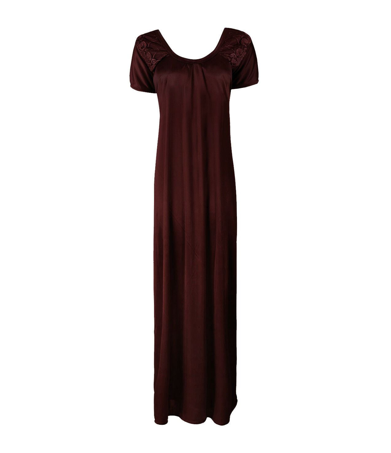 Dark Wine / L Long satin maxi dress with Lace The Orange Tags