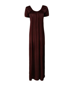Dark Wine / L Long satin maxi dress with Lace The Orange Tags