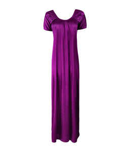 Wine / L Long satin maxi dress with Lace The Orange Tags