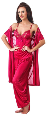 Charger l&#39;image dans la galerie, Pink / One Size 3 Pcs Pyjama Set With Dressing Gown The Orange Tags
