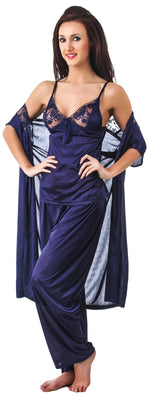 Load image into Gallery viewer, Blue / One Size 3 Pcs Pyjama Set With Dressing Gown The Orange Tags
