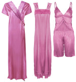 Načíst obrázek do prohlížeče Galerie, Rose Pink / One Size Ladies Satin Nightwear Set / Pyjama Set The Orange Tags
