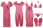 Загрузить изображение в средство просмотра галереи, Pink 1 / One Size Ladies Satin Nightwear Set / Pyjama Set The Orange Tags

