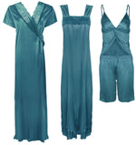 Načíst obrázek do prohlížeče Galerie, Teal / One Size Ladies Satin Nightwear Set / Pyjama Set The Orange Tags
