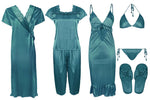 Загрузить изображение в средство просмотра галереи, Teal 1 / One Size Ladies Satin Nightwear Set / Pyjama Set The Orange Tags
