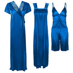 Načíst obrázek do prohlížeče Galerie, Royal Blue / One Size Ladies Satin Nightwear Set / Pyjama Set The Orange Tags
