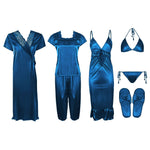 Načíst obrázek do prohlížeče Galerie, Royal Blue 1 / One Size Ladies Satin Nightwear Set / Pyjama Set The Orange Tags

