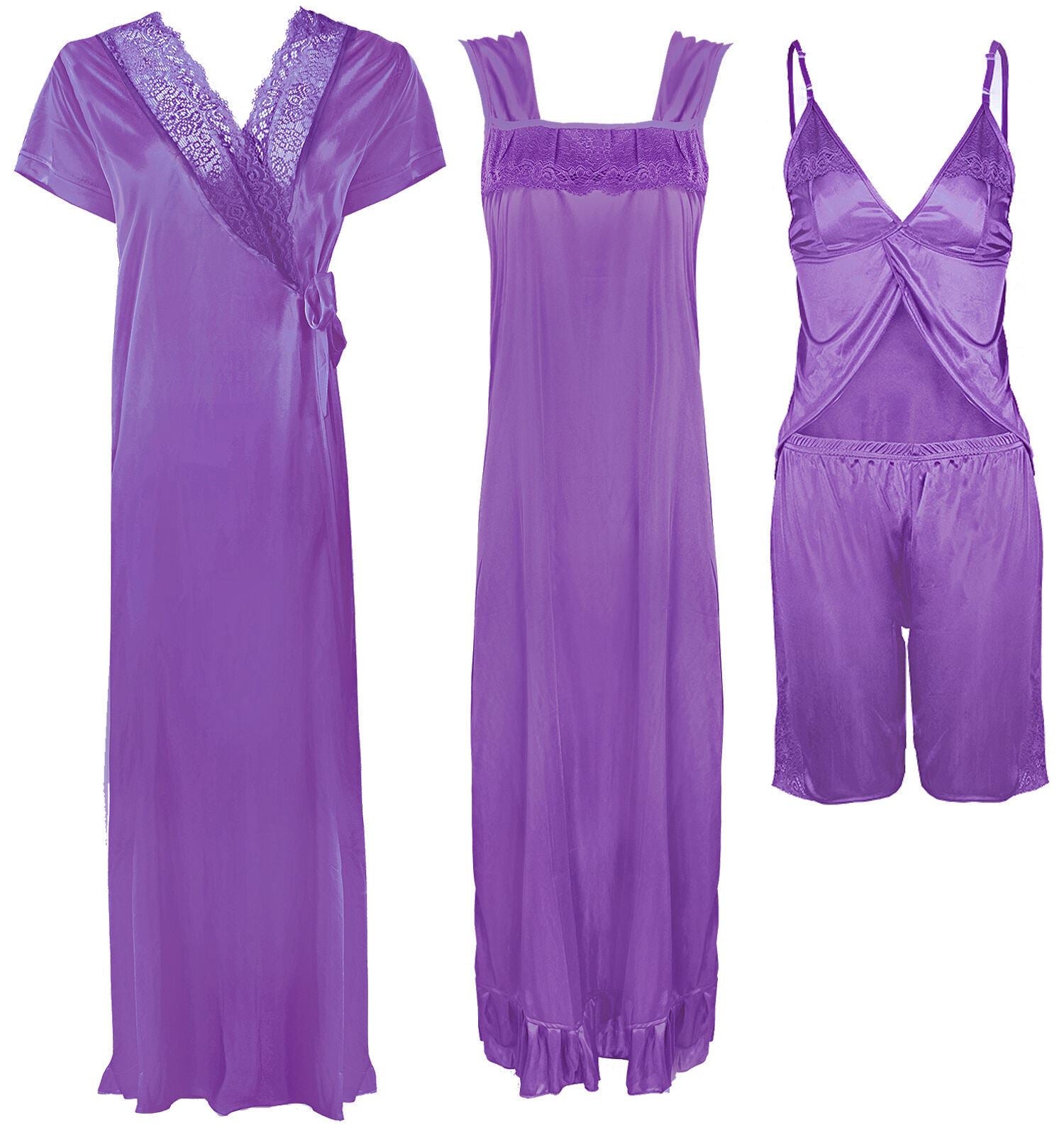 Light Purple / One Size Ladies Satin Nightwear Set / Pyjama Set The Orange Tags