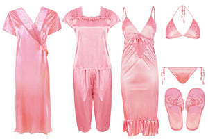 Baby Pink 1 / One Size Ladies Satin Nightwear Set / Pyjama Set The Orange Tags