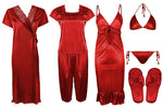 Charger l&#39;image dans la galerie, Red 1 / One Size Ladies Satin Nightwear Set / Pyjama Set The Orange Tags
