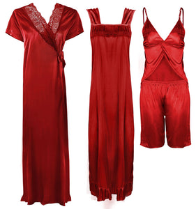 Red / One Size Ladies Satin Nightwear Set / Pyjama Set The Orange Tags
