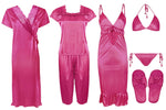 Načíst obrázek do prohlížeče Galerie, Hot Pink 1 / One Size Ladies Satin Nightwear Set / Pyjama Set The Orange Tags

