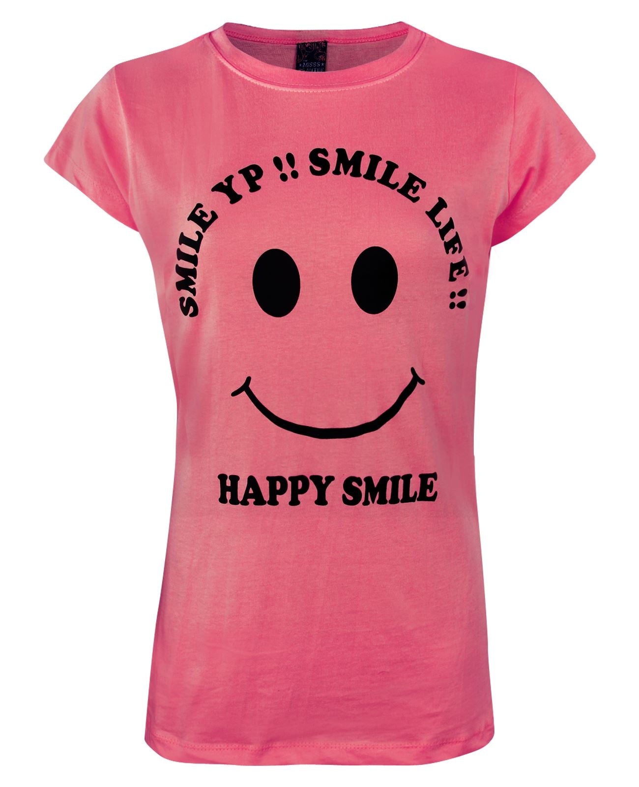 Rose Pink / 6-12 HAPPY SMILE Round Neck Top T-Shirt The Orange Tags