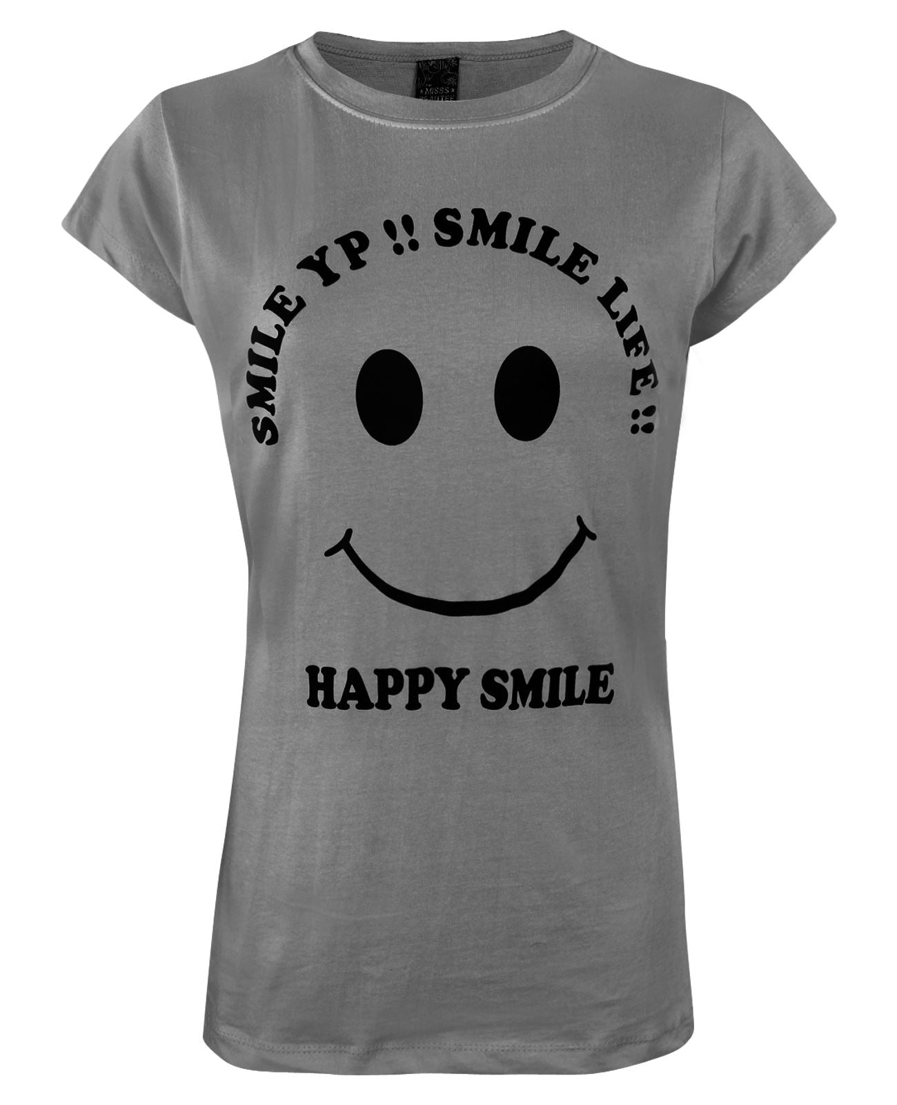 Grey / 6-12 HAPPY SMILE Round Neck Top T-Shirt The Orange Tags