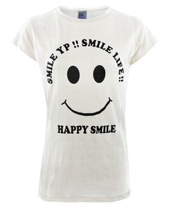 White / 6-12 HAPPY SMILE Round Neck Top T-Shirt The Orange Tags
