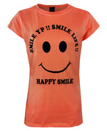 Load image into Gallery viewer, Coral / 6-12 HAPPY SMILE Round Neck Top T-Shirt The Orange Tags
