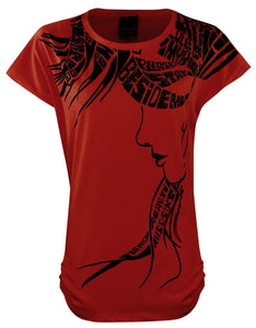 Red 1 / One Size: Regular (8-14) Ladies Girls Cap Sleeve Printed T-Shirt The Orange Tags