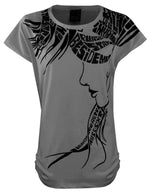 Load image into Gallery viewer, Grey 1 / One Size: Regular (8-14) Ladies Girls Cap Sleeve Printed T-Shirt The Orange Tags
