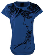 Загрузить изображение в средство просмотра галереи, Blue 1 / One Size: Regular (8-14) Ladies Girls Cap Sleeve Printed T-Shirt The Orange Tags
