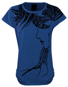 Blue 1 / One Size: Regular (8-14) Ladies Girls Cap Sleeve Printed T-Shirt The Orange Tags