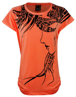 Charger l&#39;image dans la galerie, Coral 1 / One Size: Regular (8-14) Ladies Girls Cap Sleeve Printed T-Shirt The Orange Tags
