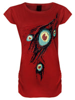 Load image into Gallery viewer, Red / One Size: Regular (6-12) Ladies Girls Cap Sleeve Printed T-Shirt The Orange Tags
