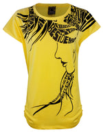 Load image into Gallery viewer, Yellow 1 / One Size: Regular (8-14) Ladies Girls Cap Sleeve Printed T-Shirt The Orange Tags
