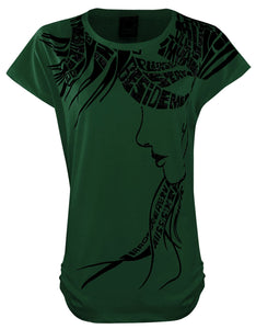 Green 1 / One Size: Regular (8-14) Ladies Girls Cap Sleeve Printed T-Shirt The Orange Tags