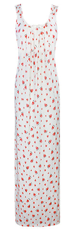 Load image into Gallery viewer, Coral / One Size Cotton Nighty Slip Heart Print / Plain Night Gown Free Size The Orange Tags
