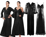 Afbeelding in Gallery-weergave laden, Black / One Size Sexy Satin Lace Nightdress With Robe The Orange Tags
