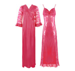 Load image into Gallery viewer, Pink / One Size Sexy Satin Lace Nightdress With Robe The Orange Tags
