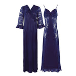 Load image into Gallery viewer, Navy / One Size Sexy Satin Lace Nightdress With Robe The Orange Tags
