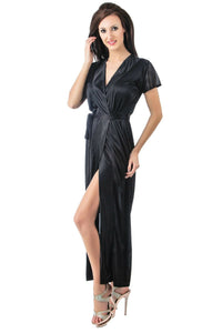 Black / One Size Women Satin Loose fit Robe Gown The Orange Tags