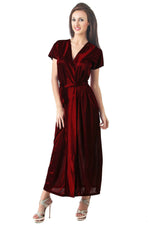 Load image into Gallery viewer, Deep Red / One Size Women Satin Loose fit Robe Gown The Orange Tags
