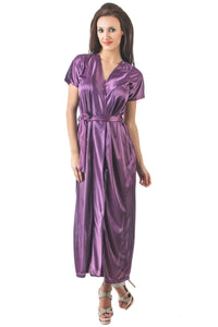 Purple / One Size Women Satin Loose fit Robe Gown The Orange Tags