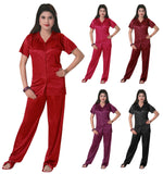 Load image into Gallery viewer, 3 Pcs Satin Pyjama Set with Bedroom Slippers The Orange Tags

