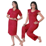 Afbeelding in Gallery-weergave laden, Red / One Size 3 Pcs Pyjama Set With Robe The Orange Tags
