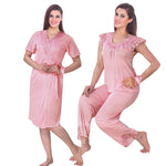 Načíst obrázek do prohlížeče Galerie, Baby Pink / One Size 3 Pcs Pyjama Set With Robe The Orange Tags
