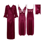 Charger l&#39;image dans la galerie, Dark Wine / L Sexy Corset Satin Short Nighty with Long Robe The Orange Tags
