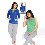 Load image into Gallery viewer, Blue / M Jogging Sweatshirt with Hood and Pyjama 3 Pcs Set The Orange Tags
